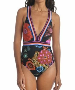 Budget 🥰 Trina Turk 👩 Womens Floral High Leg One-Piece 🩱 Swimsuit 🎁