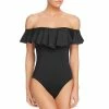 Best Pirce 🌟 Trina Turk 👩 Womens Off-The-Shoulder Ruffle One-Piece 🩱 Swimsuit 🔔