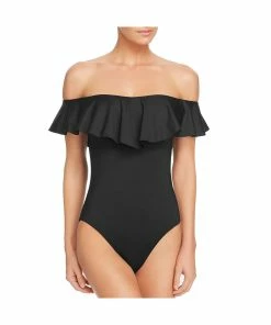 Best Pirce 🌟 Trina Turk 👩 Womens Off-The-Shoulder Ruffle One-Piece 🩱 Swimsuit 🔔